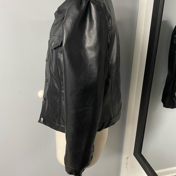 NWOT AQUA FAUX LEATHER PUFF SLEEVE JACKET BLOOMINGDALE EXCLUSIVE SZ LARGE - Picture 9 of 11